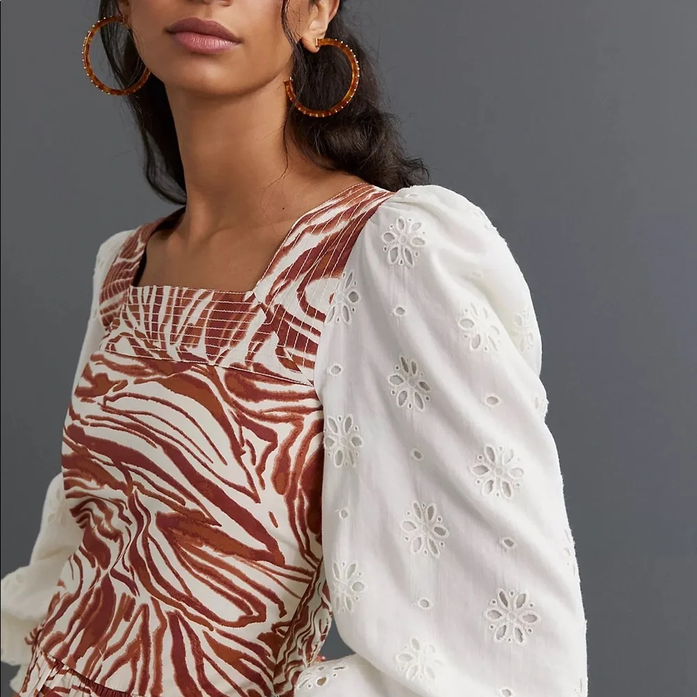 Love The Label Smocked Puff-Sleeve Blouse